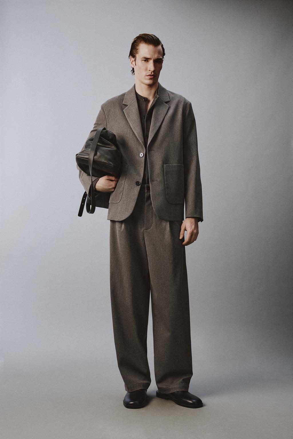 КОСТЮМНЫЕ БРЮКИ свободного кроя ИЗ РЕЛЬЕФНОЙ ТКАНИ