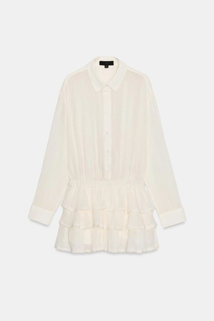 Короткое платье из газа с воланами- Заказать в России