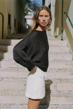 Ecru | 2545/115/712 - Zara Юбка-шорты из ткани в сельском стиле