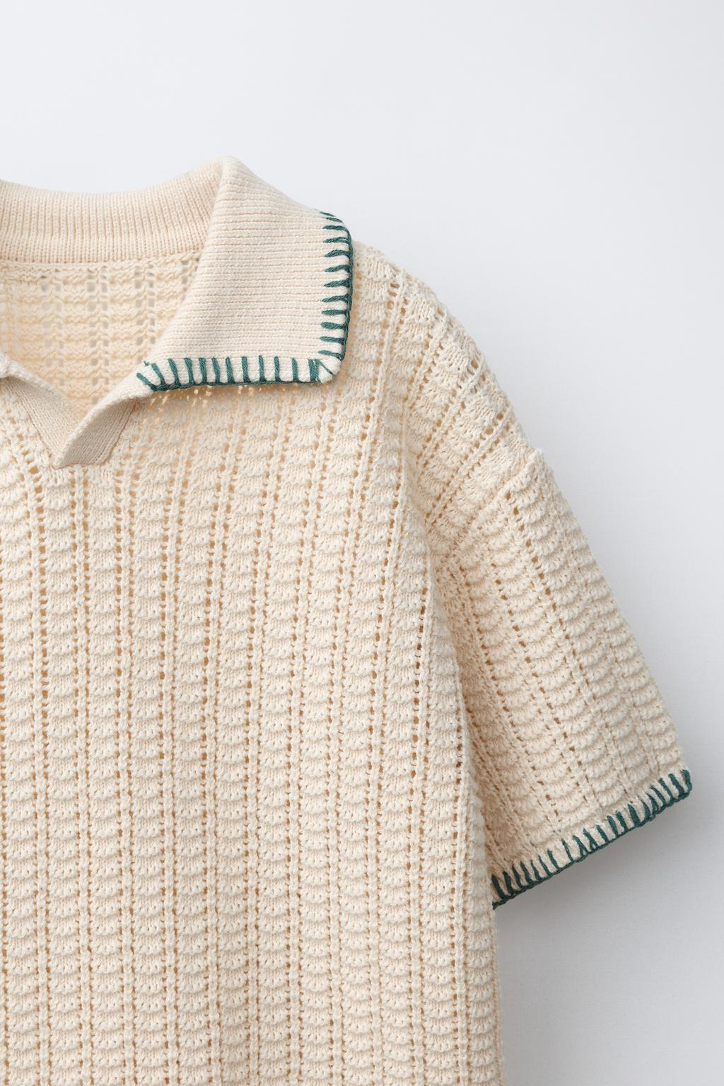 ТРИКОТАЖНОЕ ПОЛО С ДЕКОРАТИВНОЙ СТРОЧКОЙ