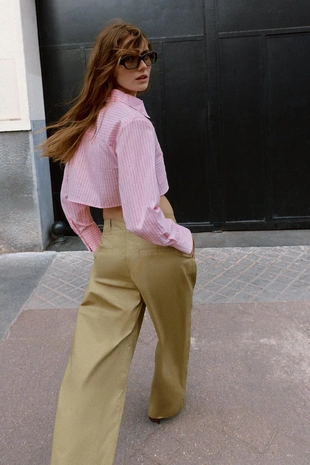 Рубашка в полоску с коротким рукавом- Заказать в России