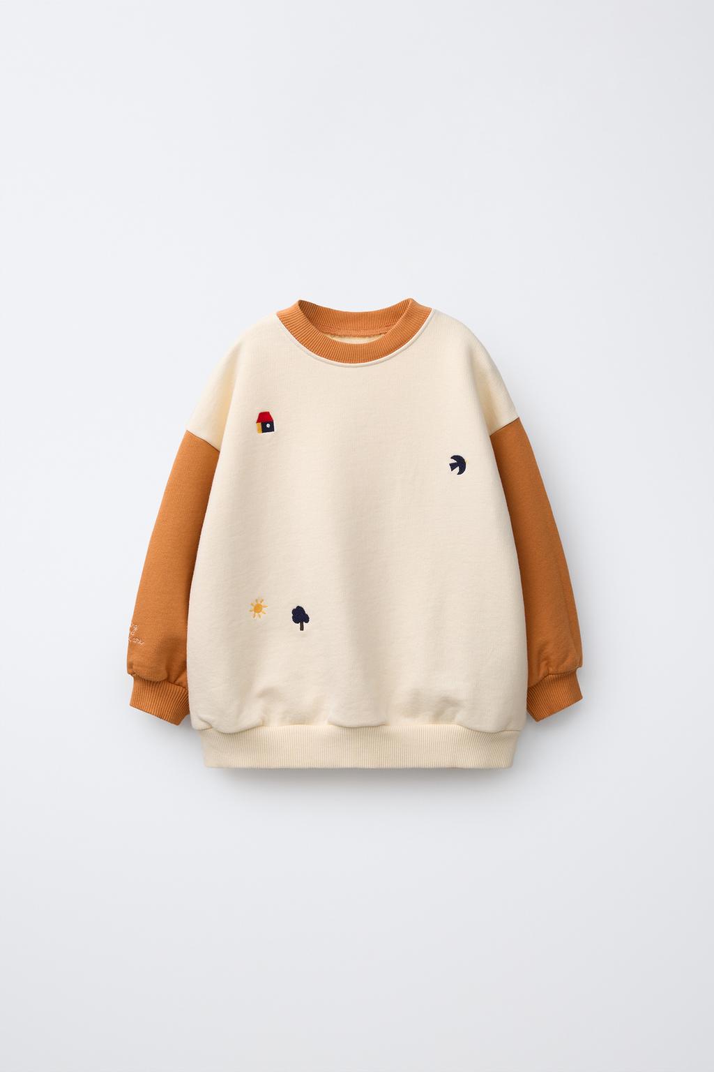 ТОЛСТОВКА КОЛОР-БЛОК С ВЫШИВКОЙ