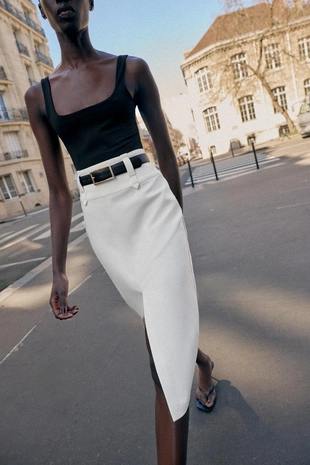 Юбка-карандаш миди с ремнем- Заказать в России