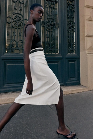 Юбка-карандаш миди с ремнем- Заказать в России