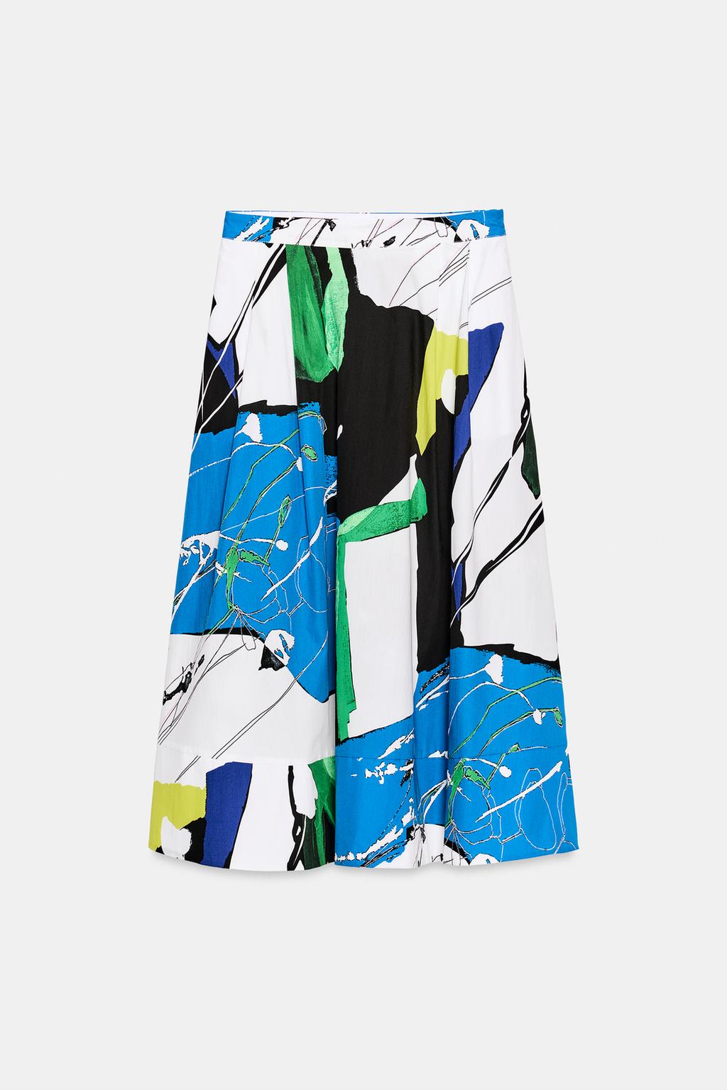 ЮБКА МИДИ С ПРИНТОМ И СКЛАДКАМИ