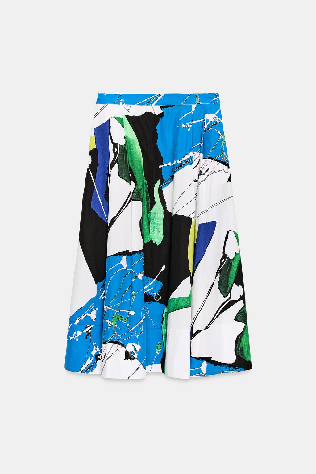 ЮБКА МИДИ С ПРИНТОМ И СКЛАДКАМИ