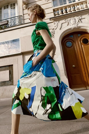 Юбка миди с принтом и складками- Заказать в России