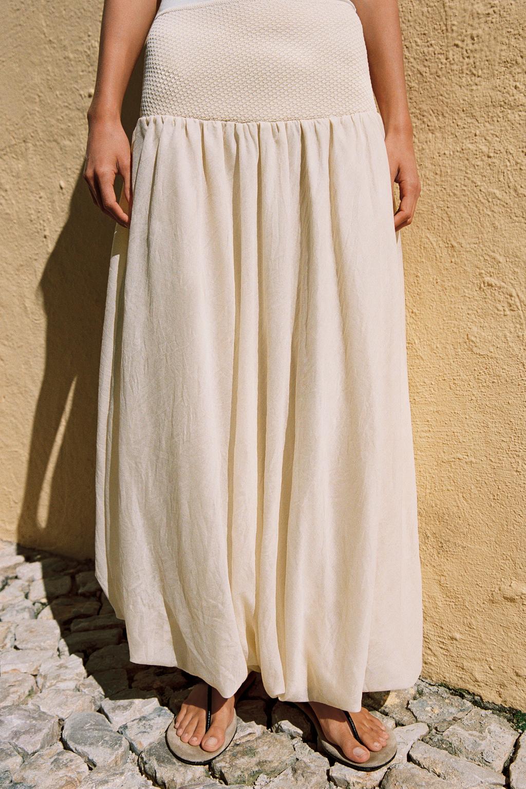 КОМБИНИРОВАННАЯ ТРИКОТАЖНАЯ ЮБКА-БАЛЛОН