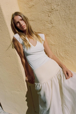 Комбинированная трикотажная юбка-баллон- Заказать в России