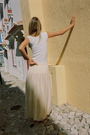 Комбинированная трикотажная юбка-баллон- Заказать в России