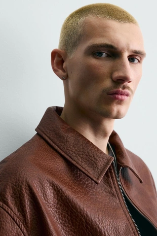 Куртка-рубашка свободного кроя из искусственной кожи- Заказать в России