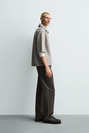 Куртка-рубашка свободного кроя из искусственной кожи