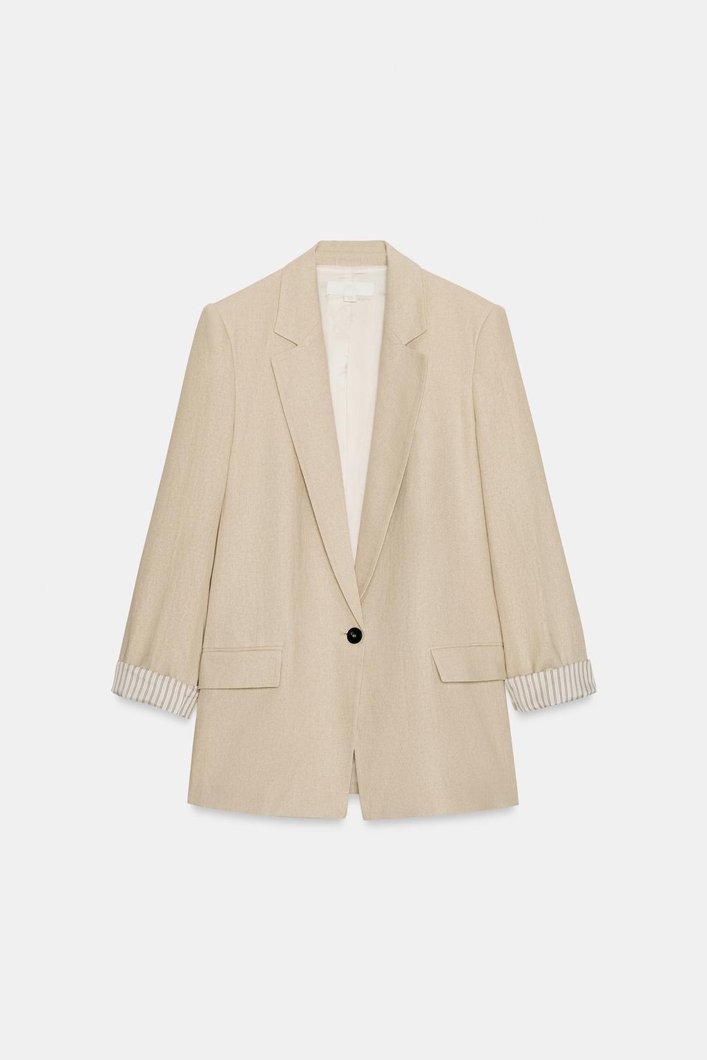 БЛЕЙЗЕР ИЗ ЛЬНА С ПОДВЕРНУТЫМИ РУКАВАМИ