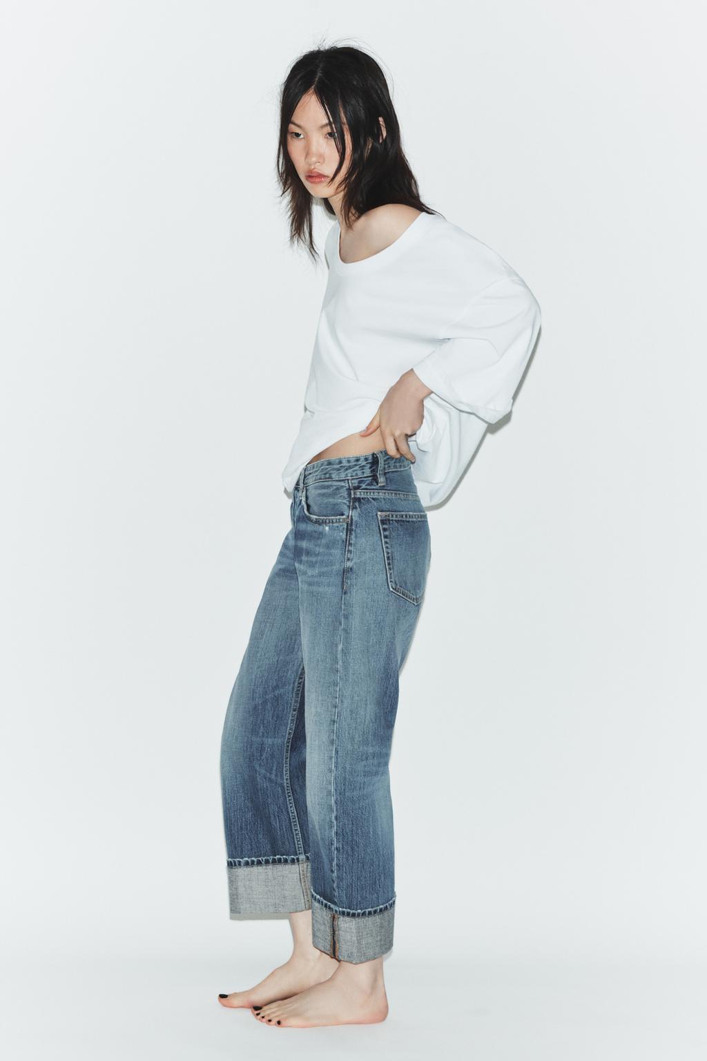 ДЖИНСЫ TRF ПРЯМОГО КРОЯ С ОТВОРОТАМИ И СРЕДНЕЙ ПОСАДКОЙ