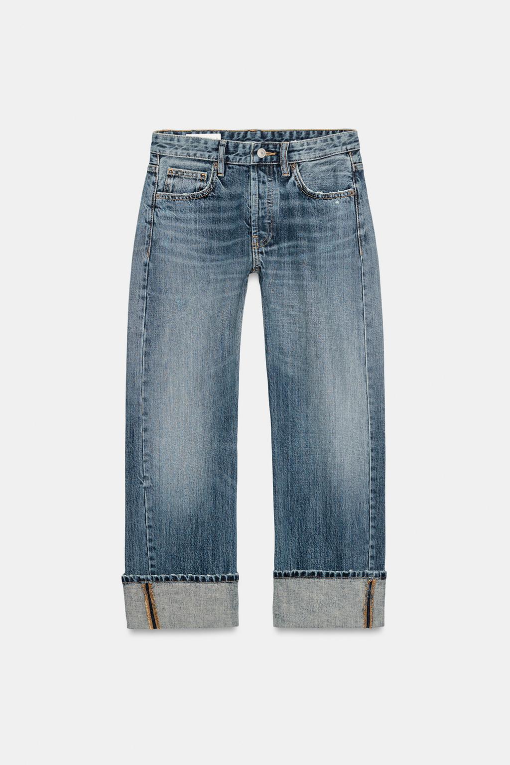 ДЖИНСЫ TRF ПРЯМОГО КРОЯ С ОТВОРОТАМИ И СРЕДНЕЙ ПОСАДКОЙ