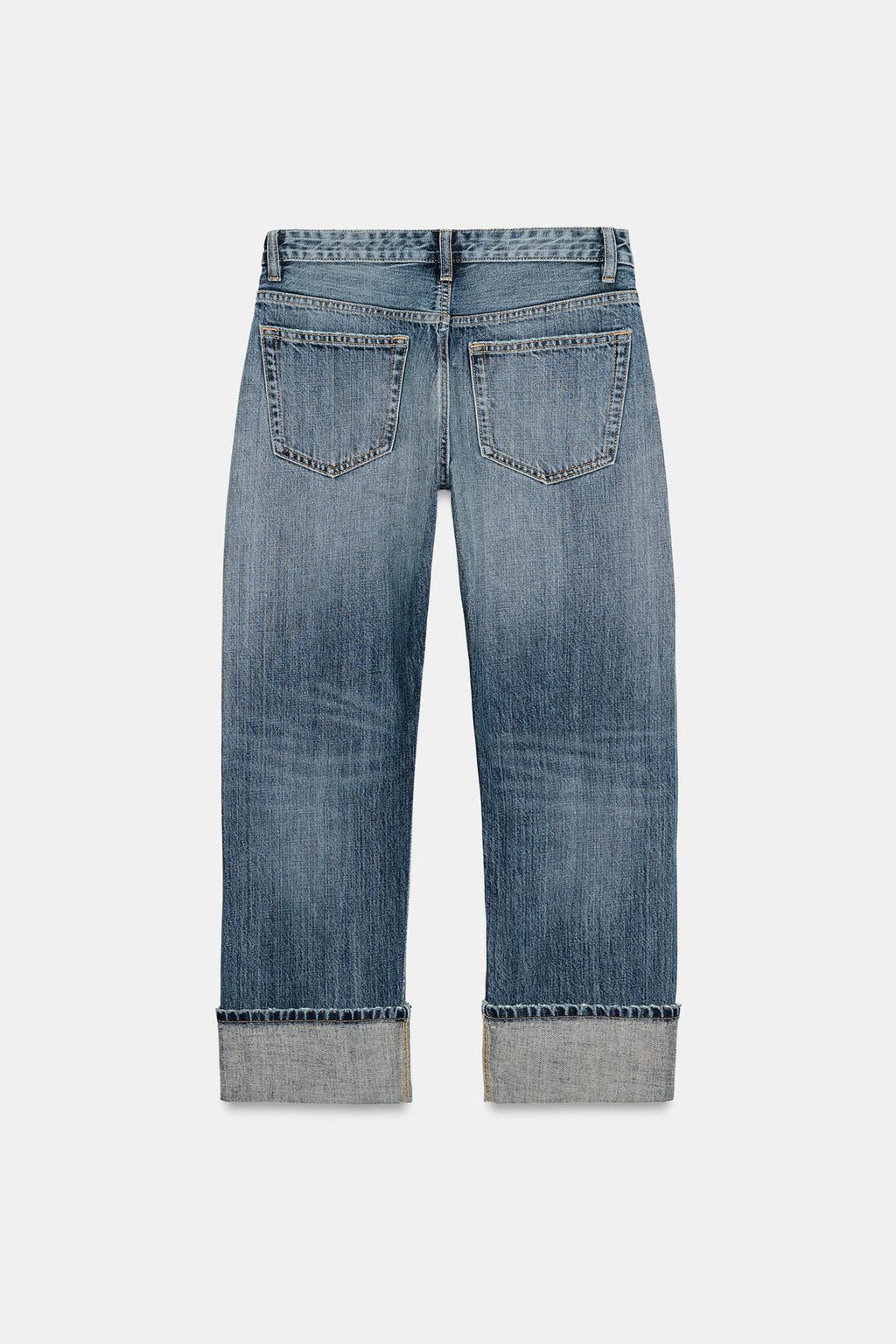 ДЖИНСЫ TRF ПРЯМОГО КРОЯ С ОТВОРОТАМИ И СРЕДНЕЙ ПОСАДКОЙ