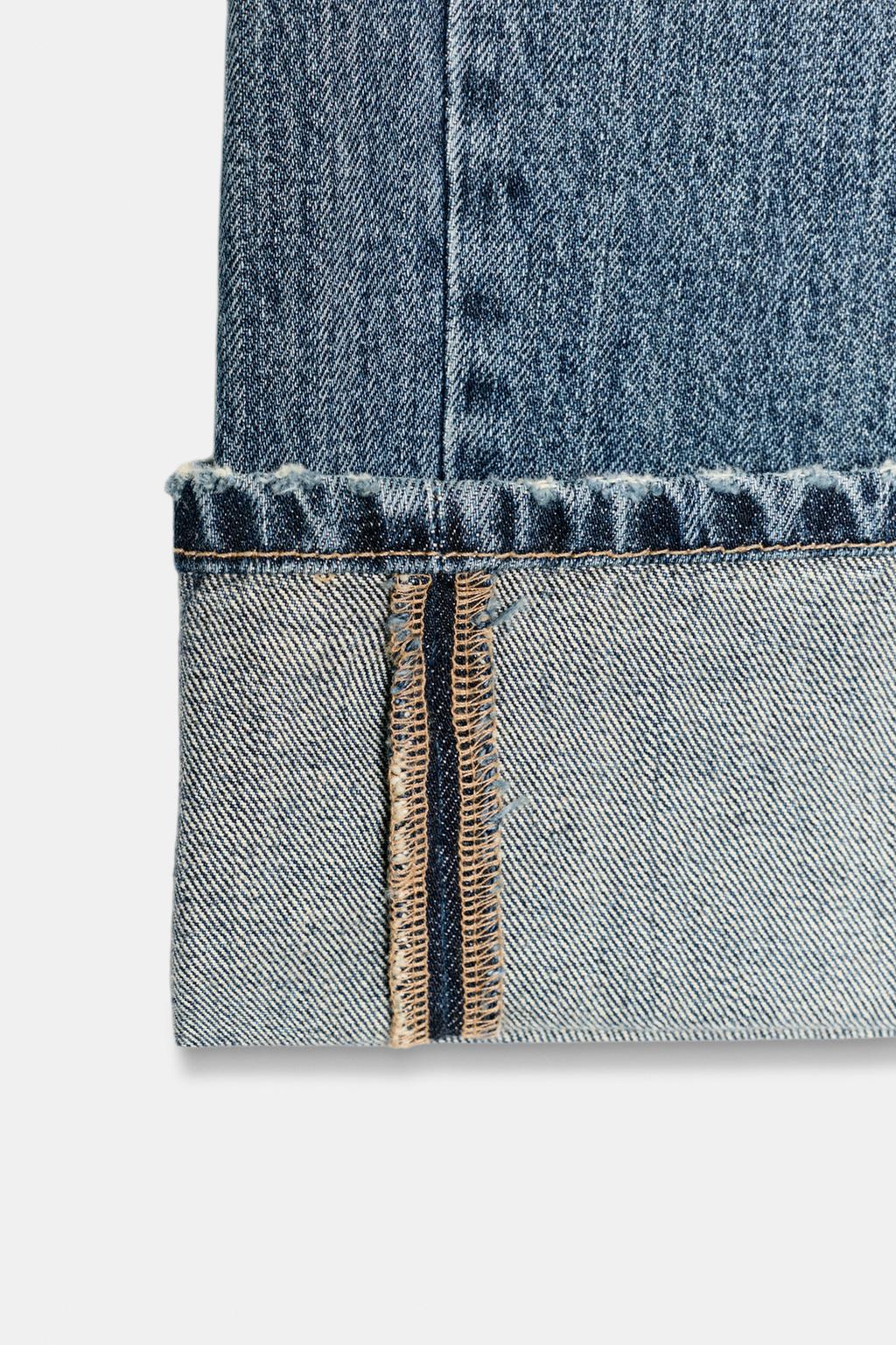 ДЖИНСЫ TRF ПРЯМОГО КРОЯ С ОТВОРОТАМИ И СРЕДНЕЙ ПОСАДКОЙ