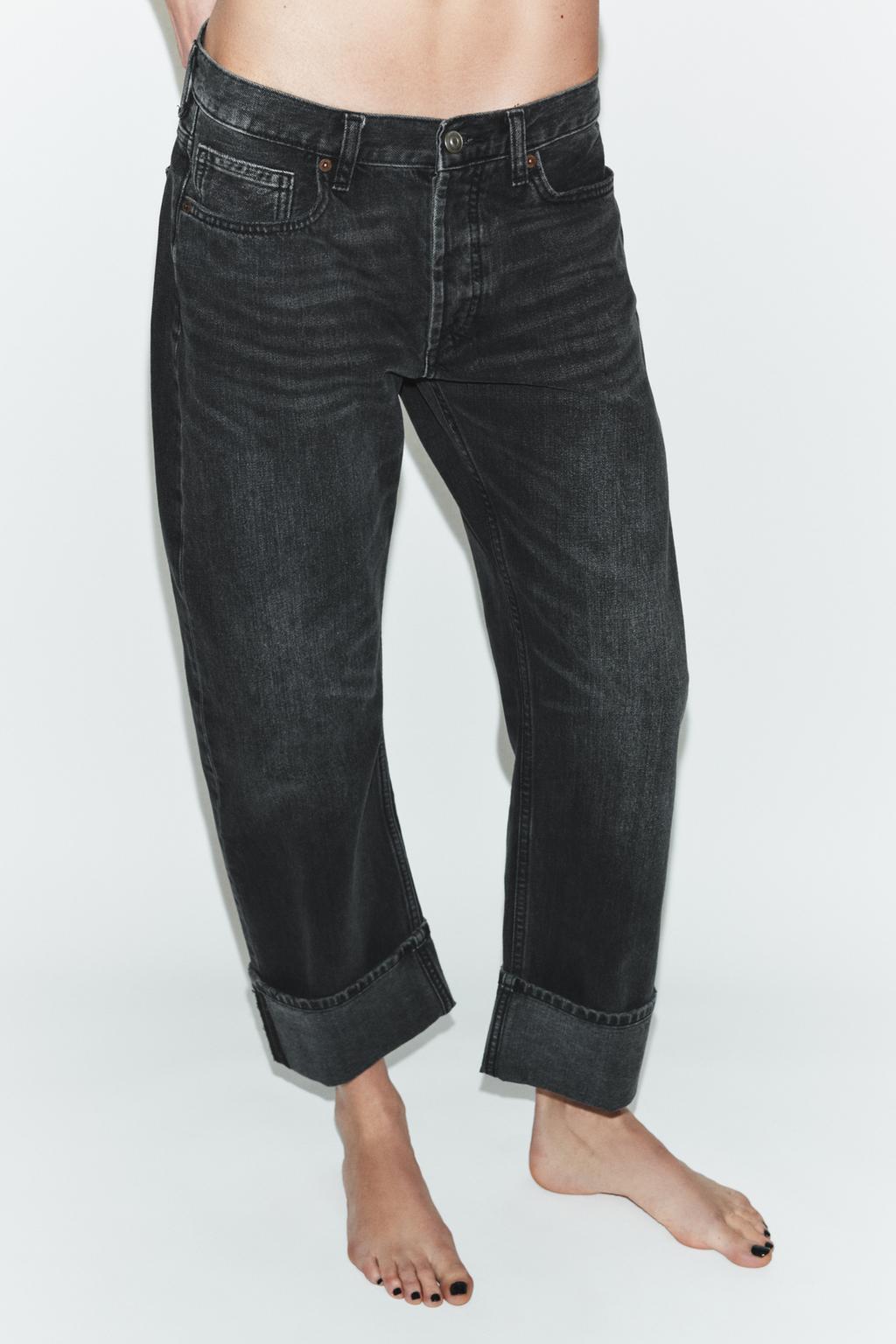 ДЖИНСЫ TRF ПРЯМОГО КРОЯ С ОТВОРОТАМИ И СРЕДНЕЙ ПОСАДКОЙ