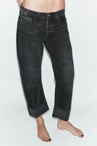 Джинсы Trf прямого кроя с отворотами и средней посадкой