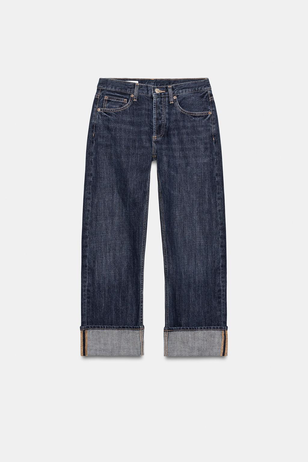 ДЖИНСЫ TRF ПРЯМОГО КРОЯ С ОТВОРОТАМИ И СРЕДНЕЙ ПОСАДКОЙ