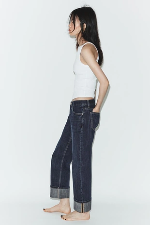 Джинсы Trf прямого кроя с отворотами и средней посадкой