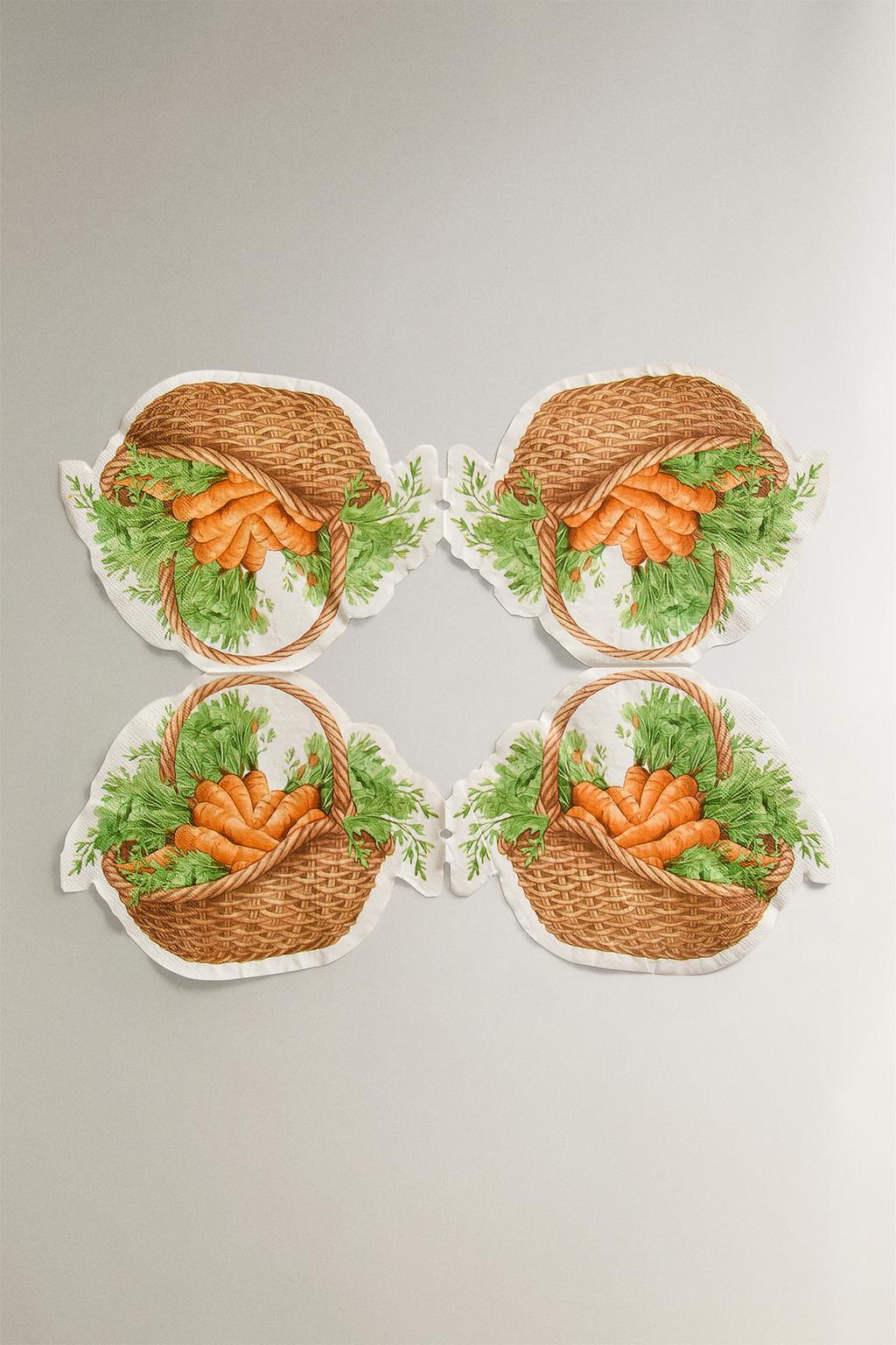 Набор бумажных салфеток с морковью (набор из 20 штук)