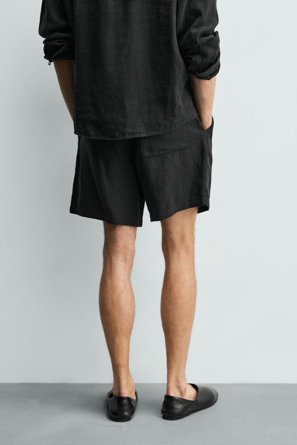 Бермуды свободного кроя из 100% льна