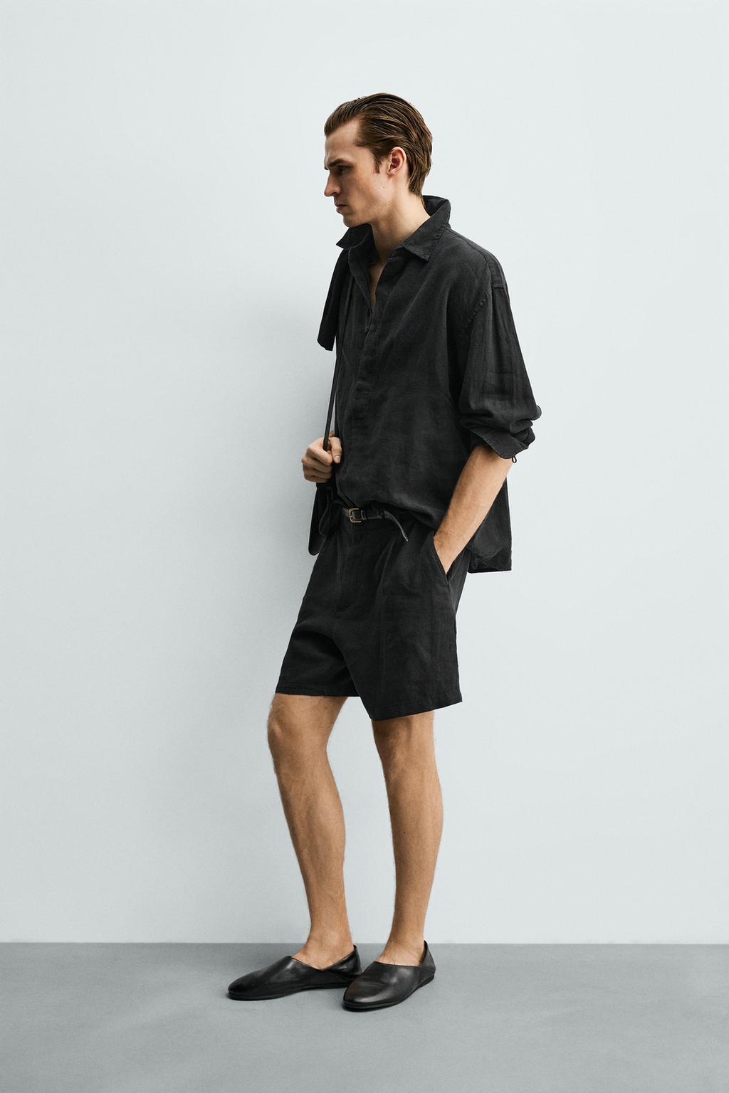 Бермуды свободного кроя из 100% льна