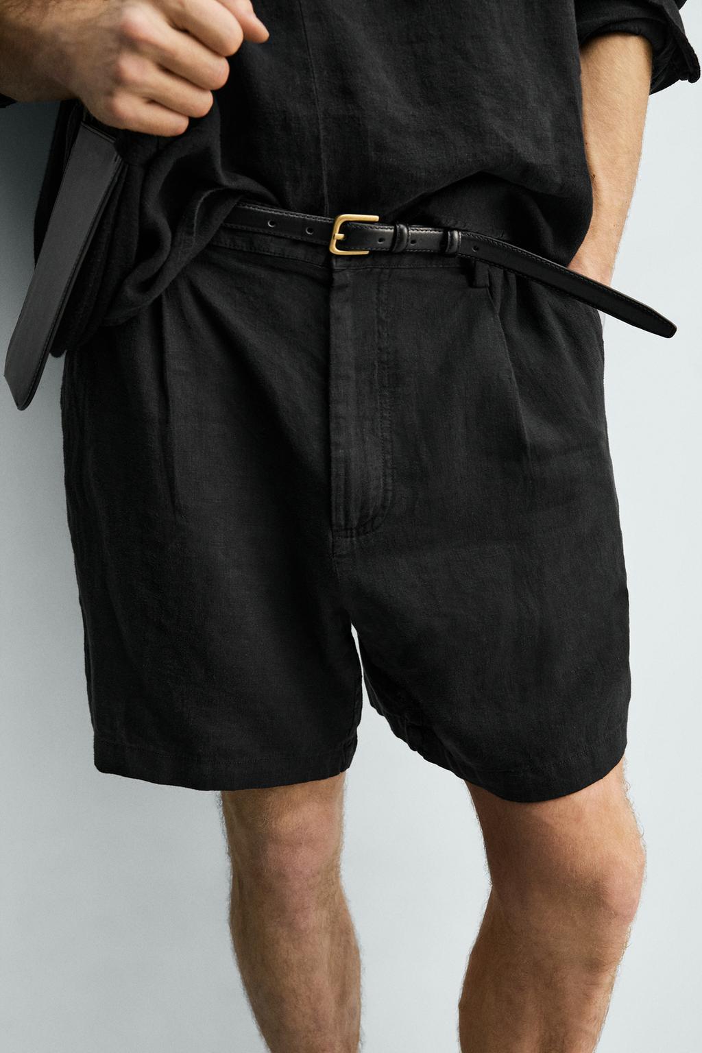 Бермуды свободного кроя из 100% льна