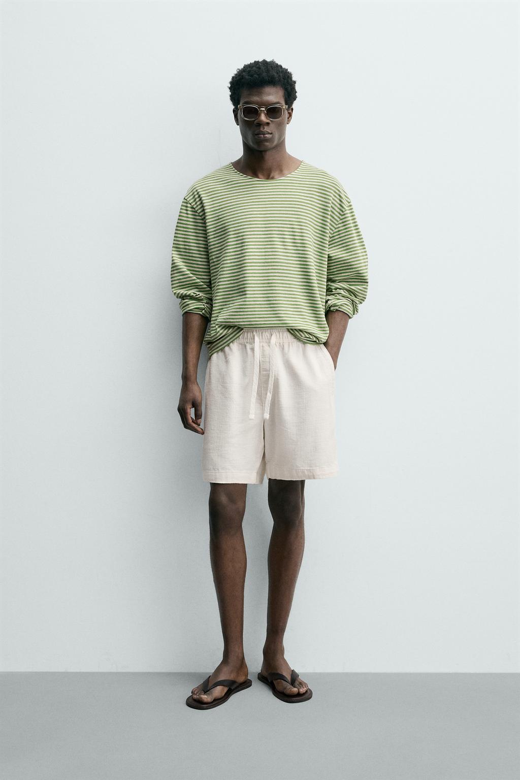 ШОРТЫ КЛАССИЧЕСКОГО КРОЯ ИЗ РЕЛЬЕФНОЙ ТКАНИ