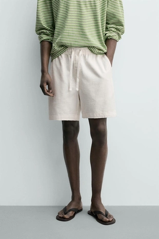 Шорты классического кроя из рельефной ткани