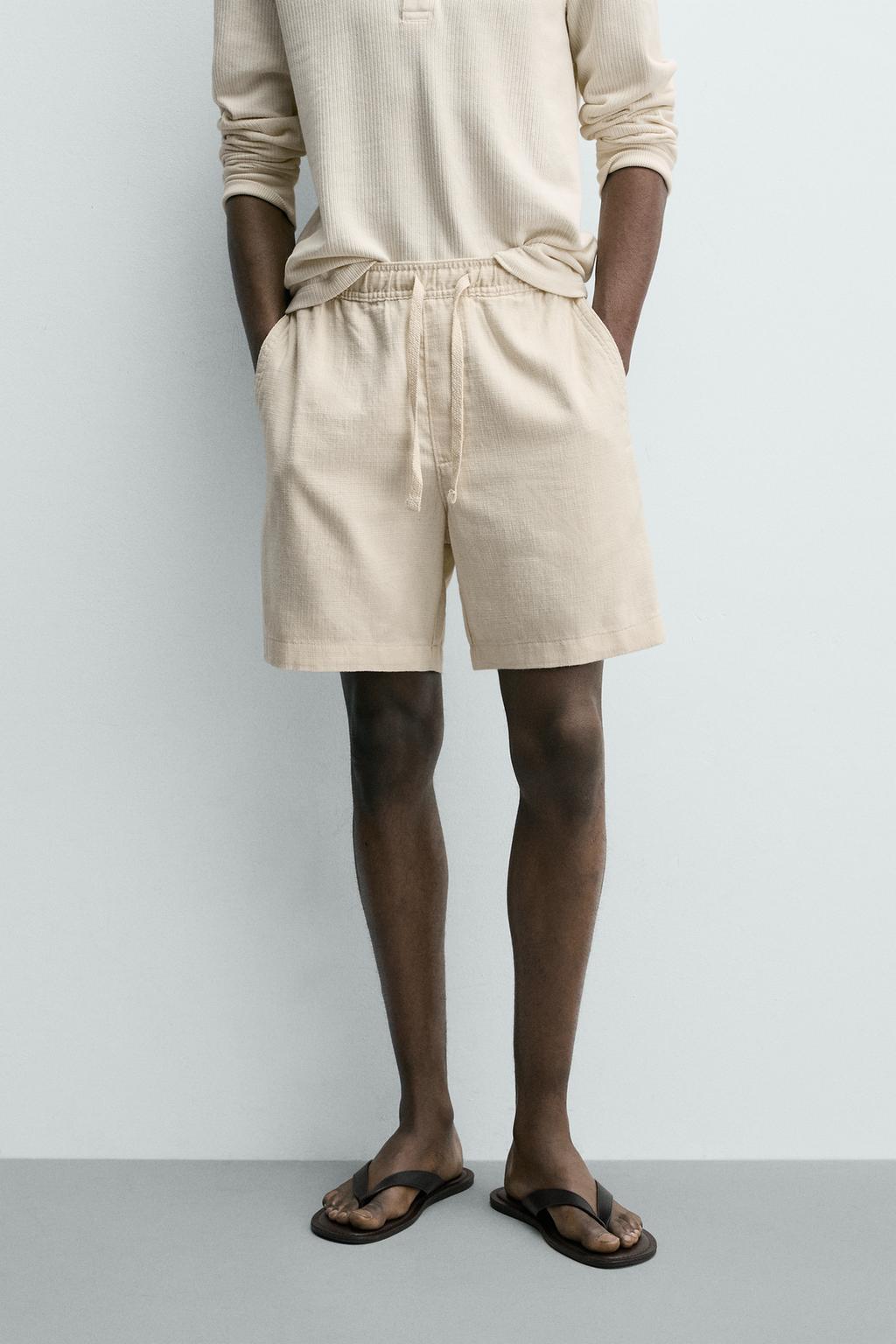 ШОРТЫ КЛАССИЧЕСКОГО КРОЯ ИЗ РЕЛЬЕФНОЙ ТКАНИ