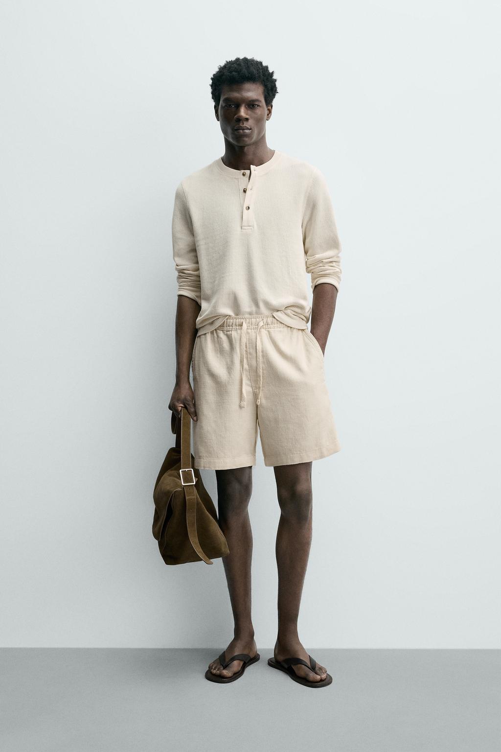 ШОРТЫ КЛАССИЧЕСКОГО КРОЯ ИЗ РЕЛЬЕФНОЙ ТКАНИ