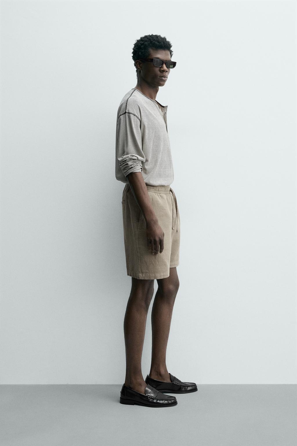 ШОРТЫ КЛАССИЧЕСКОГО КРОЯ ИЗ РЕЛЬЕФНОЙ ТКАНИ