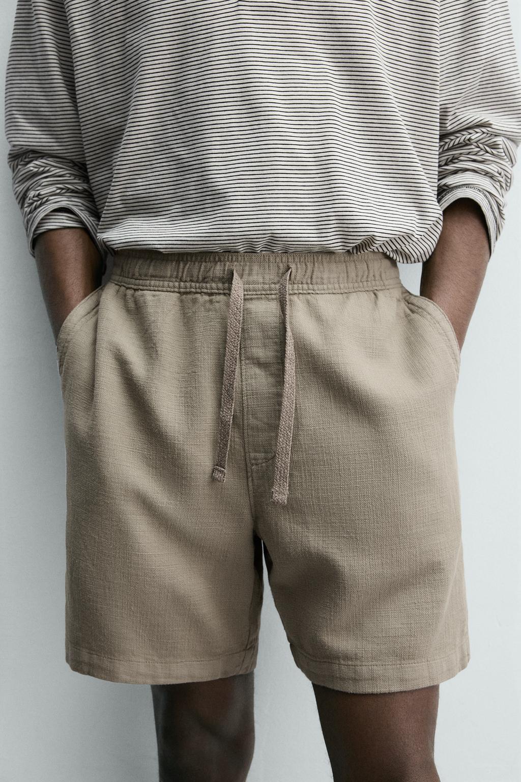 ШОРТЫ КЛАССИЧЕСКОГО КРОЯ ИЗ РЕЛЬЕФНОЙ ТКАНИ