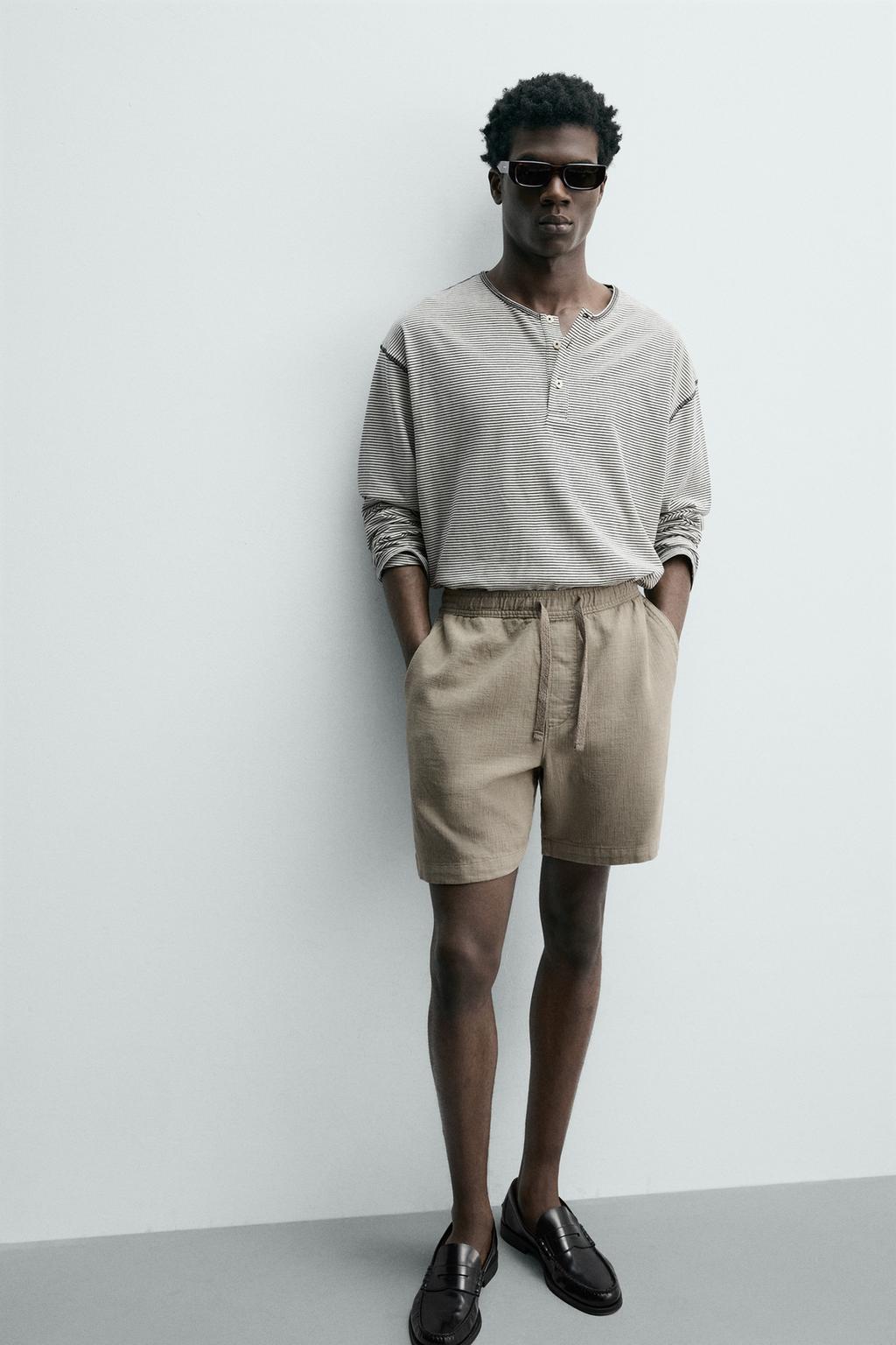 ШОРТЫ КЛАССИЧЕСКОГО КРОЯ ИЗ РЕЛЬЕФНОЙ ТКАНИ