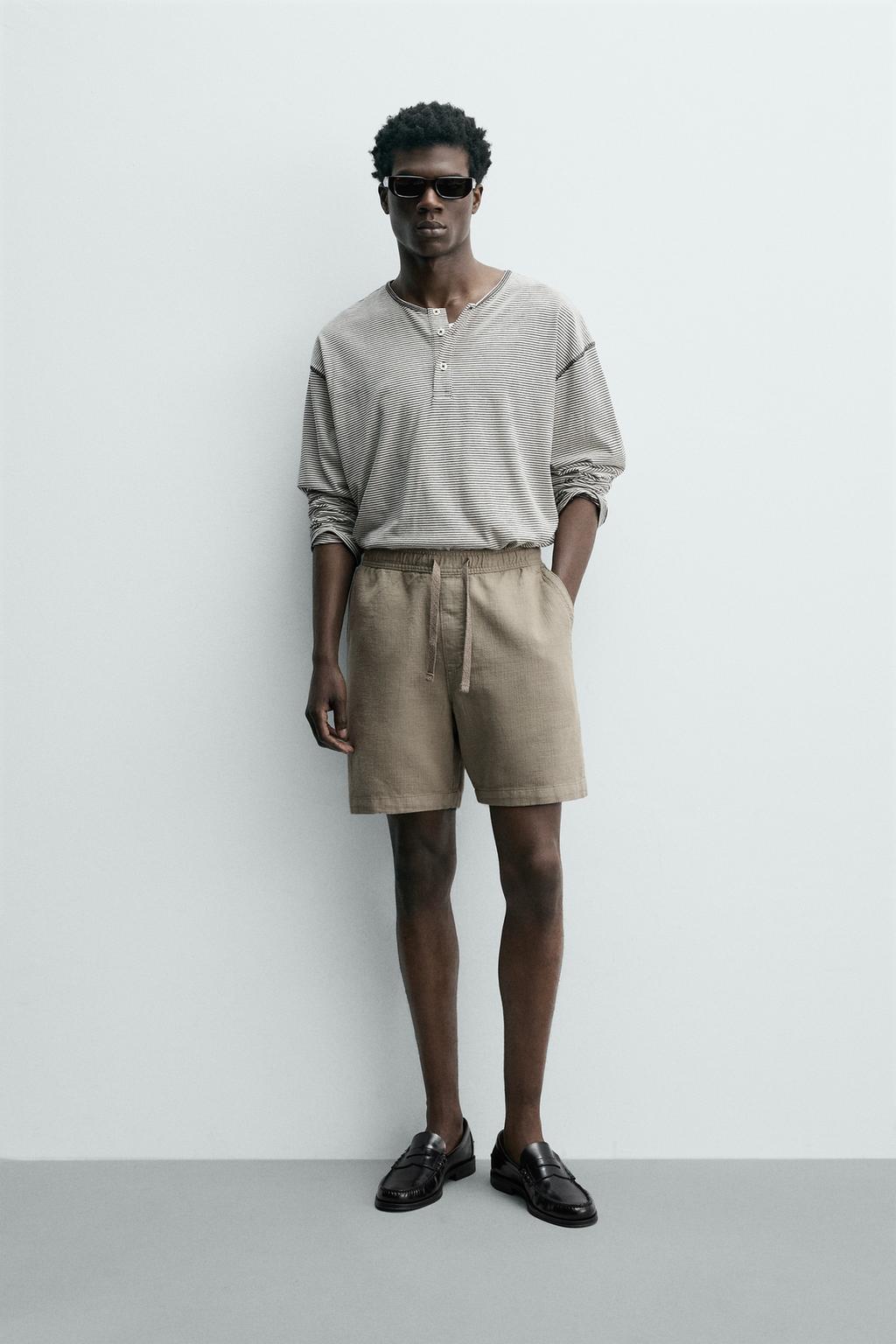 ШОРТЫ КЛАССИЧЕСКОГО КРОЯ ИЗ РЕЛЬЕФНОЙ ТКАНИ