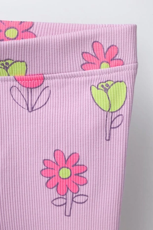 Легинсы в рубчик с принтом- Заказать в России