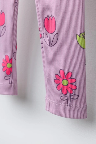 Легинсы в рубчик с принтом- Заказать в России