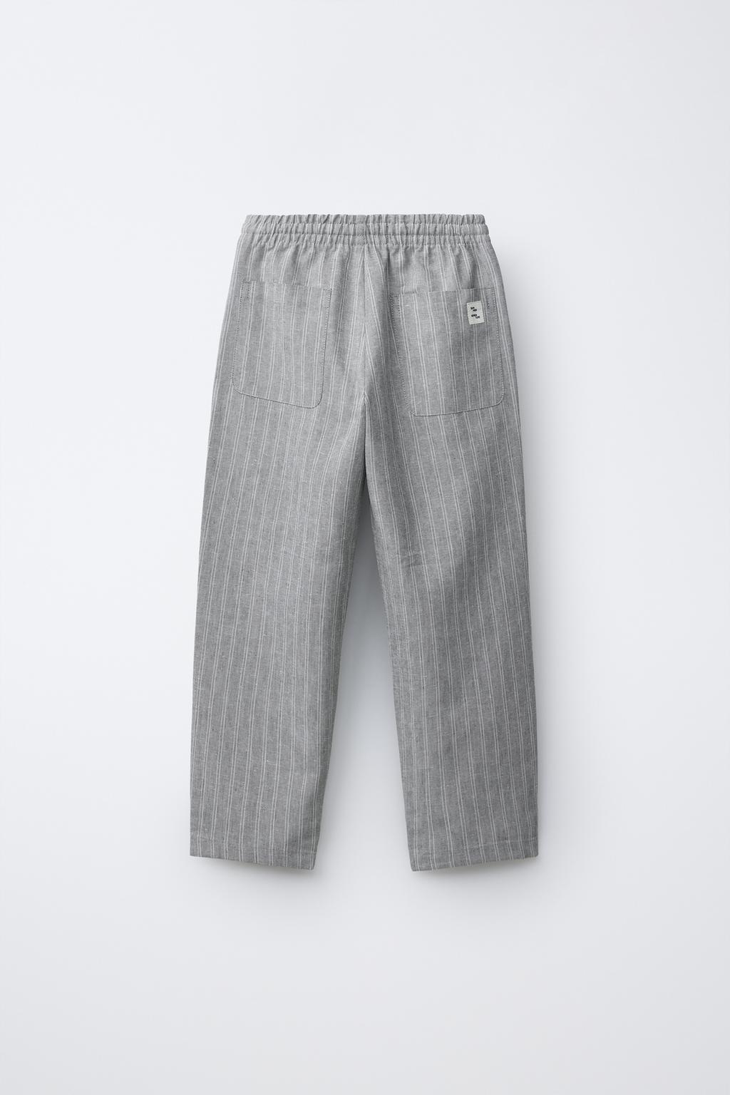 БРЮКИ В ПОЛОСКУ ИЗ СМЕСОВОГО ЛЬНА