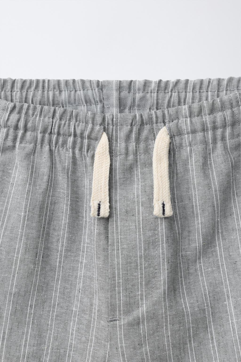 БРЮКИ В ПОЛОСКУ ИЗ СМЕСОВОГО ЛЬНА