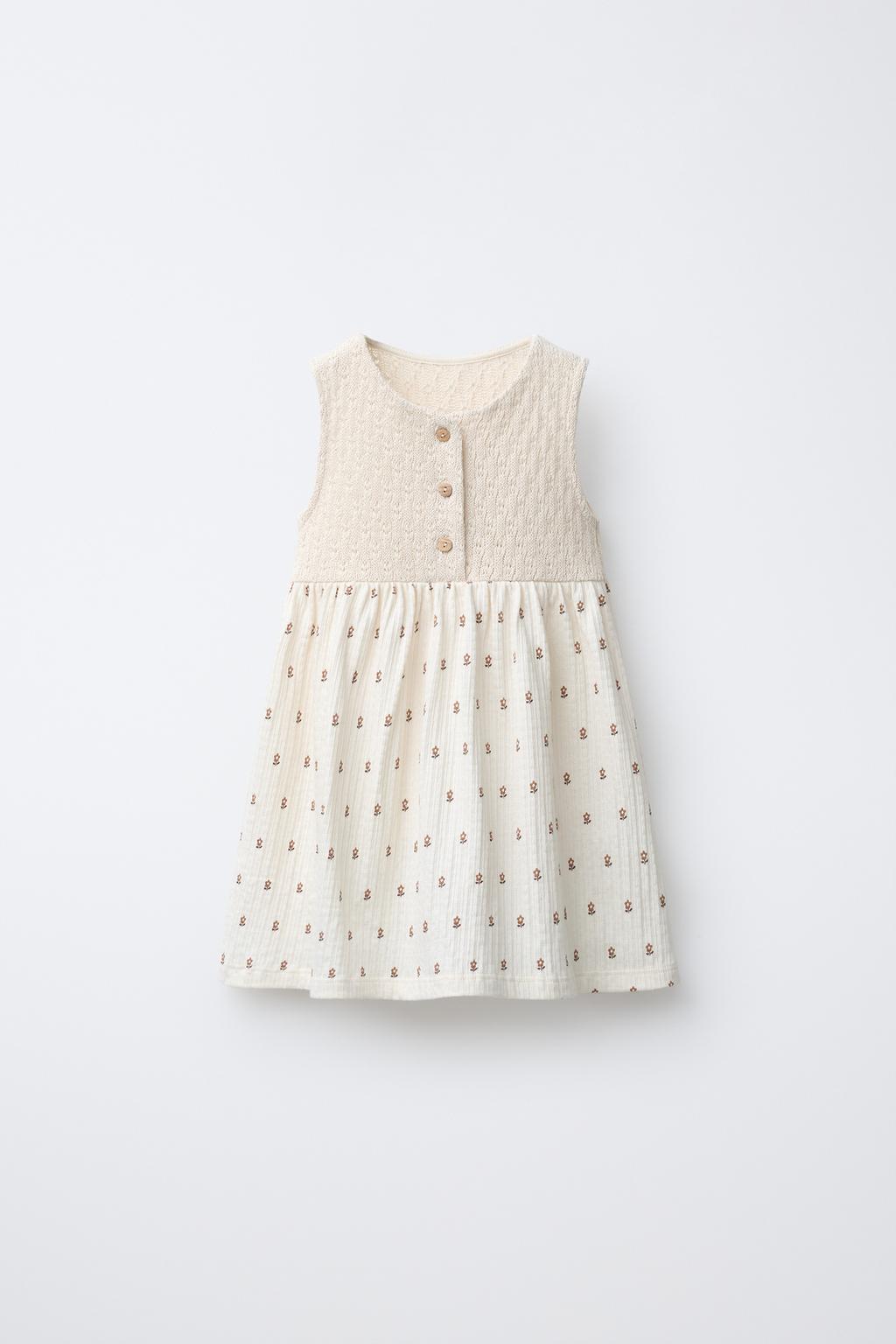 КОМБИНИРОВАННОЕ ПЛАТЬЕ С ЦВЕТОЧНЫМ ПРИНТОМ