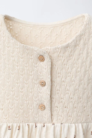 Комбинированное платье с цветочным принтом- Заказать в России