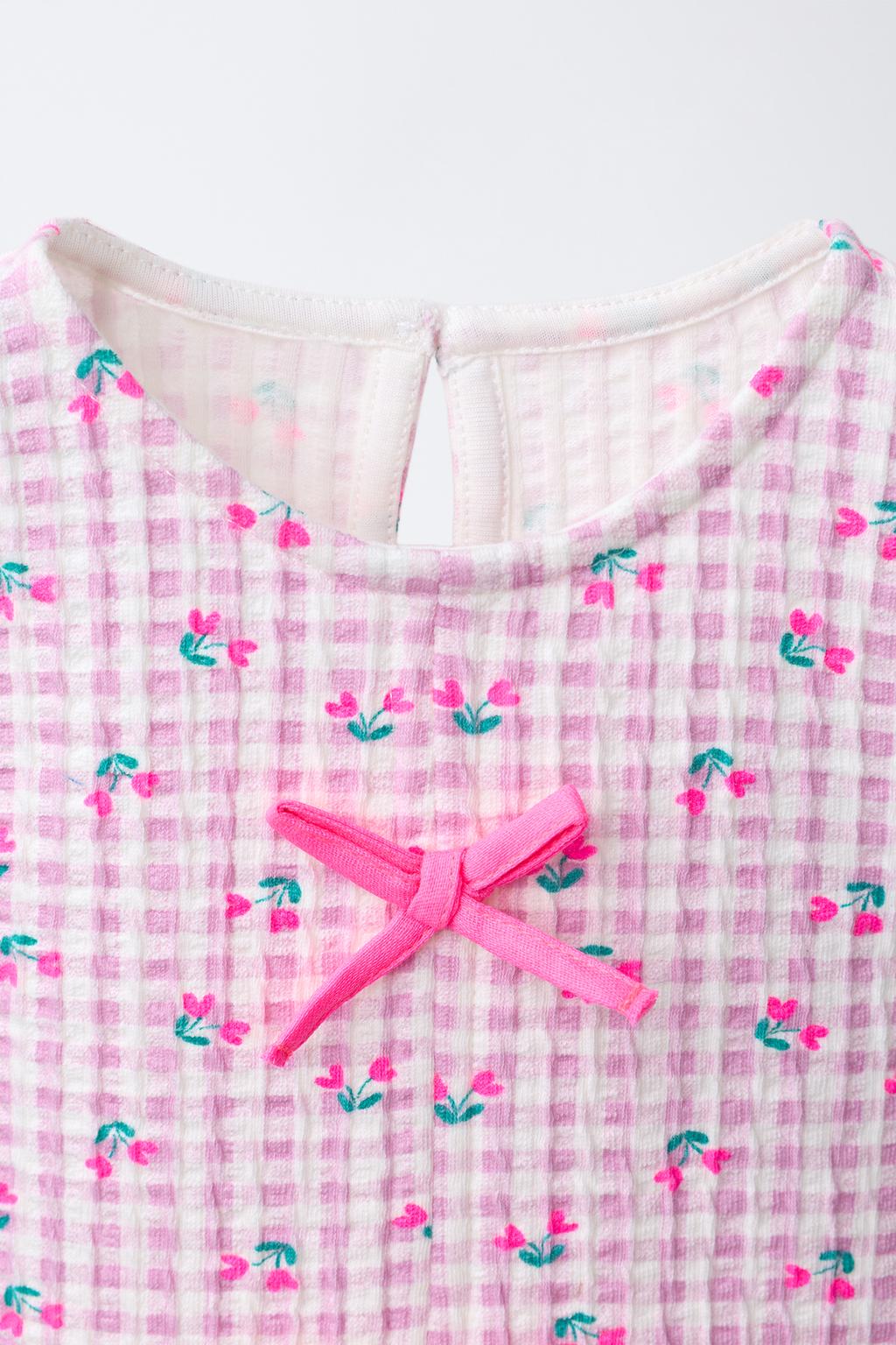 ПЛАТЬЕ С ПРИНТОМ В КЛЕТКУ ВИШИ И БАНТАМИ