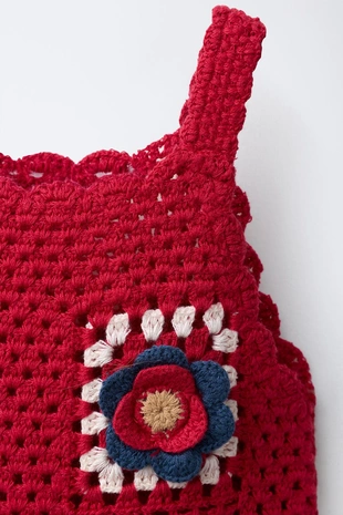 Вязаное платье с цветочными деталями кроше- Заказать в России