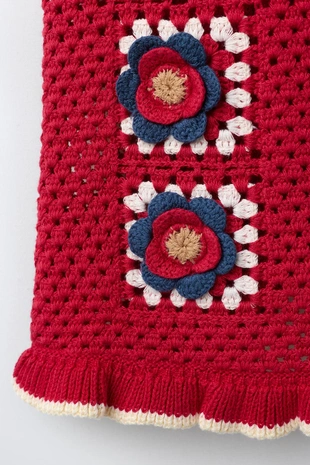 Вязаное платье с цветочными деталями кроше- Заказать в России