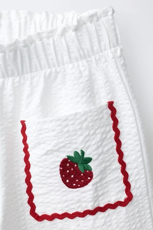 Брюки-кюлоты из рельефной ткани с контрастными волнистыми краями- Заказать в России