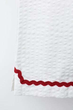 Брюки-кюлоты из рельефной ткани с контрастными волнистыми краями- Заказать в России