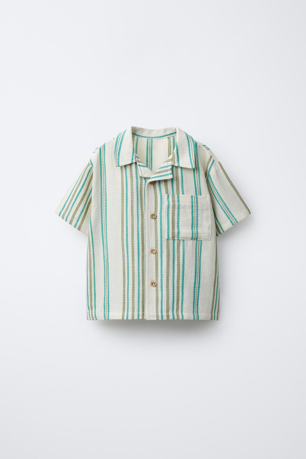 РУБАШКА В ПОЛОСКУ С ТЕКСТУРОЙ