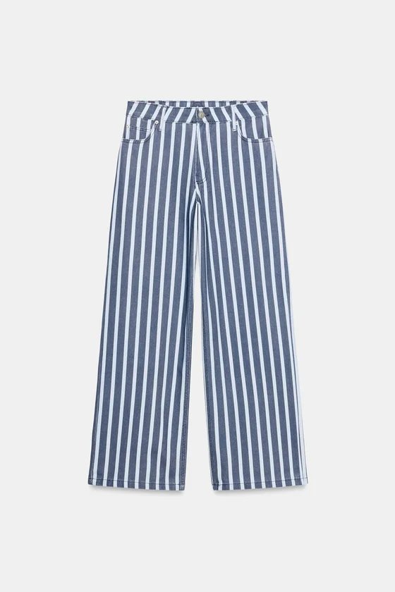 ДЖИНСЫ коллекция Zara «ZW» LOOSE СО СРЕДНЕЙ ПОСАДКОЙ И ПОЛОСКАМИ